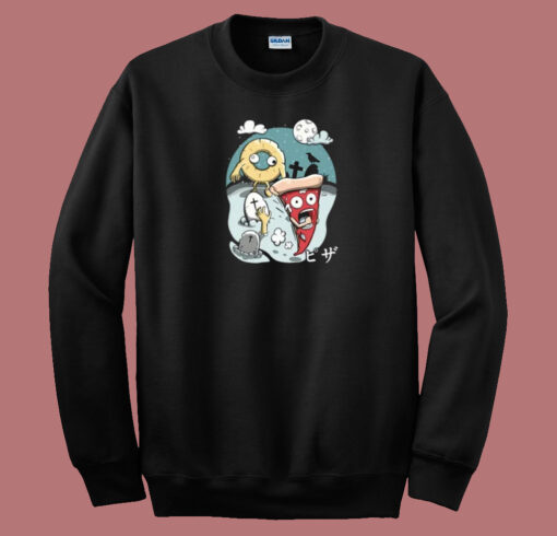 Spooky Night Pizza Funny 80s Sweatshirt