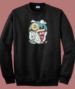 Spooky Night Pizza Funny 80s Sweatshirt 2