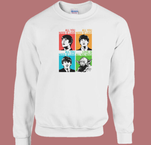 The Beatles And Baby Yoda 80s Sweatshirt On Sale