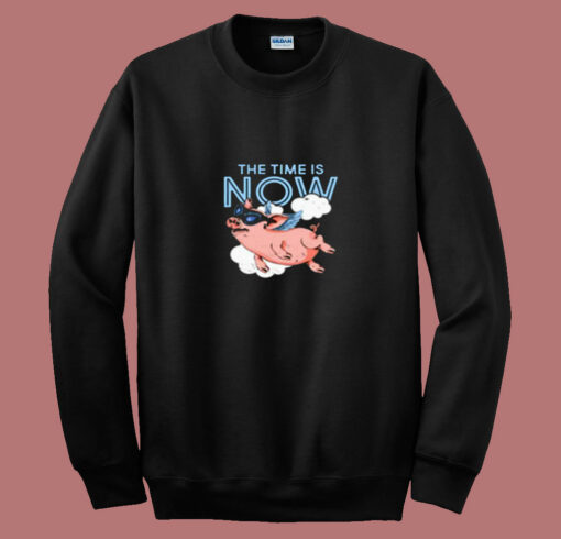 The Time Is Now Flying Pig 80s Sweatshirt