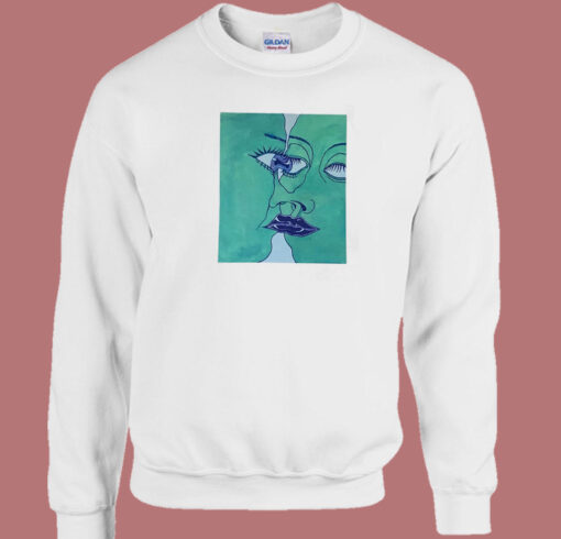 Two Green Faces 80s Sweatshirt