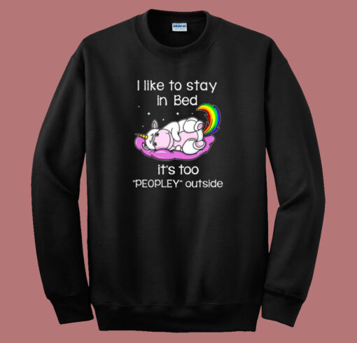 Unicorn Like To Stay In Bed 80s Sweatshirt