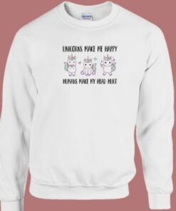 Unicorns Make Me Happy 80s Sweatshirt 2