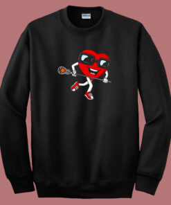 Valentines Day Heart Holding Lacrosse 80s Sweatshirt Valentines Day Heart Holding Lacrosse 80s Sweatshirt