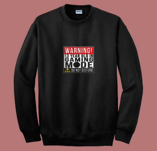 Warning 13 Year Old In Gaming Mode Teenager 80s Sweatshirt