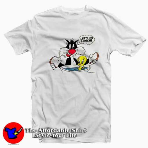 1988 Vintage Looney Tunes Let’s Do Lunch T-shirt On Sale