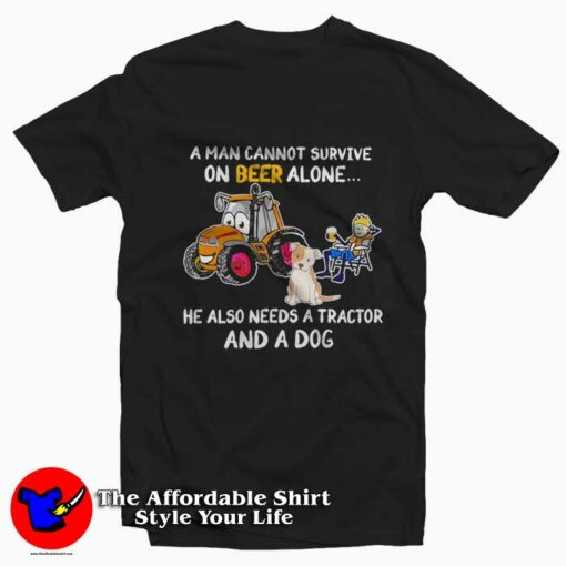 A Man Cannot Survive A Beer Alone Funny T-Shirt On Sale