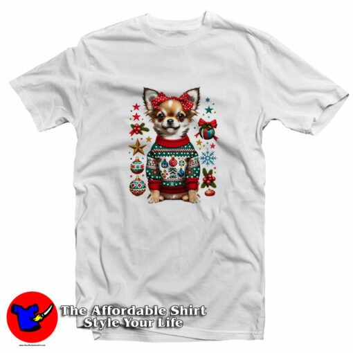 A Tiny Chihuahua’s Merry Woofmas Greetings In Christmas T-Shirt