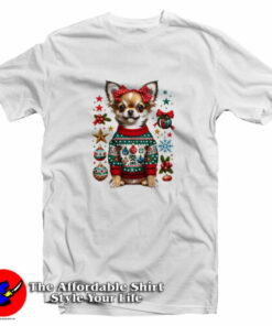 A Tiny Chihuahua’s Merry Woofmas Greetings In Christmas T-Shirt A Tiny Chihuahua’s Merry Woofmas Greetings In Christmas T-Shirt