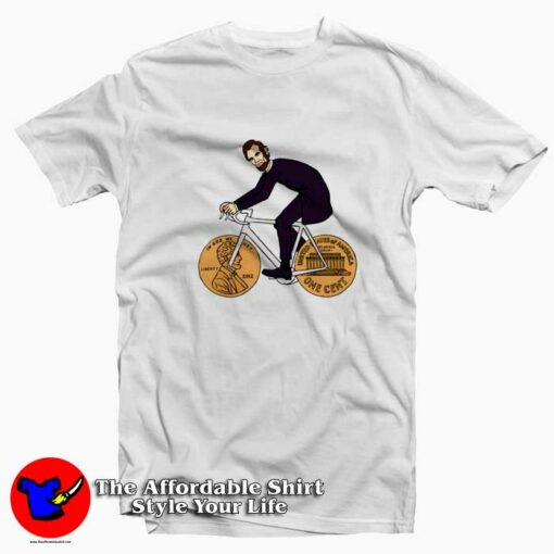 Abraham Lincoln Riding Bike Unisex T-shirt On Sale