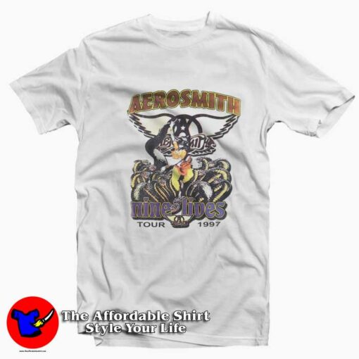 Aerosmith Nine Lives Tour Vintage Unisex T-shirt On Sale