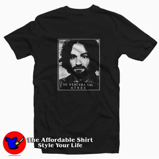 All Things Apparel Charlie Manson Mugshot Unisex T-shirt On Sale