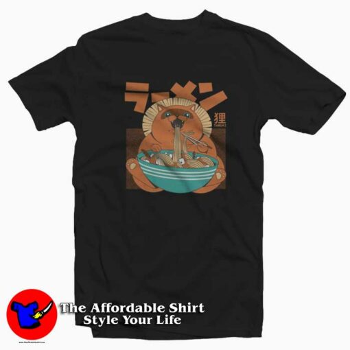 Anime Eating Tanuki Tokyo Cute Unisex T-shirt On Sale