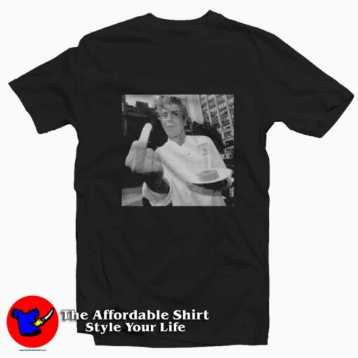 Anthony Bourdain Middle Finger Graphic T-Shirt On Sale