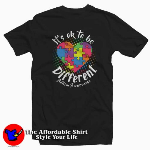 Autism Awareness Different Puzzle Heart Love T-Shirt Cheap