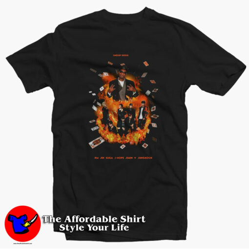 BTS Bangtan Army x Snoop Dog Flame T-Shirt On Sale