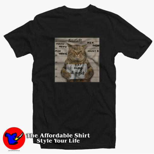 BTS Suga Meow Meow Min Yoongi I Rap At Night T-shirt On Sale