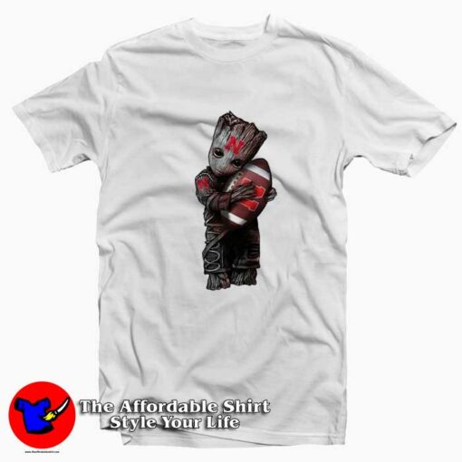 Baby Groot Hug Nebraska Cornhuskers T-Shirt On Sale