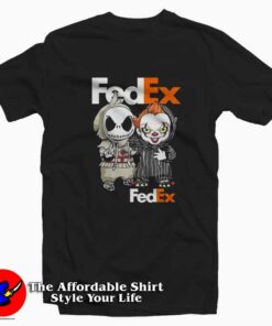 Baby Jack Skeleton and Baby Pennywise Fedex T shirt On Sale 1