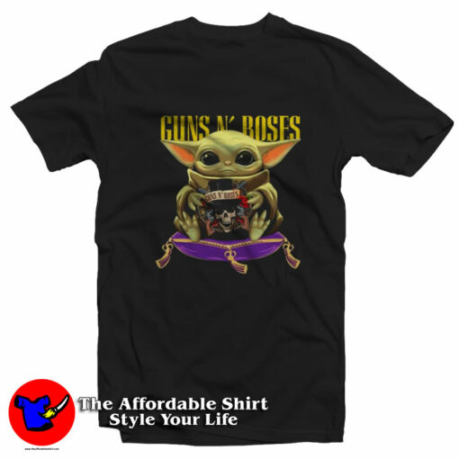 Baby Yoda Gun N Roses Star Wars Mandalorian T-Shirt On Sale