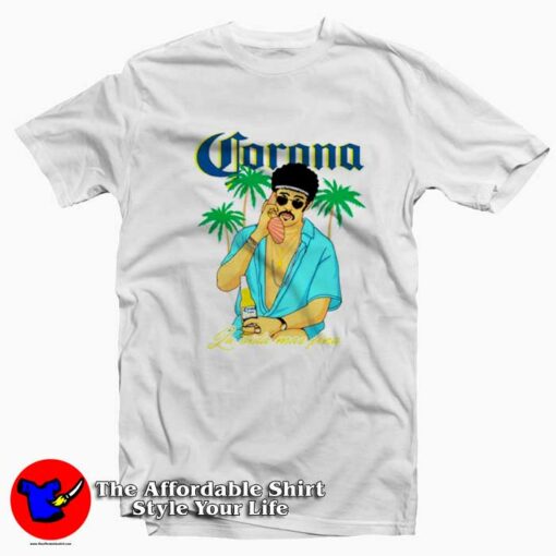 Bad Bunny x Corona Beer Summer Beach T-shirt On Sale