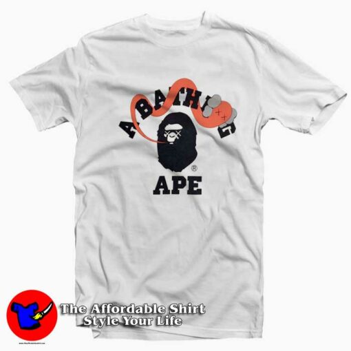 Bape x Kaws Bendy COllege Logo Unisex T-shirt On Sale