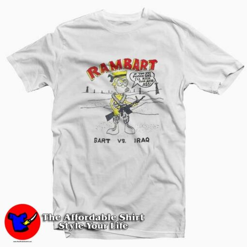 Bart Simpson Rambo Rambart Funny Parody T-Shirt On Sale