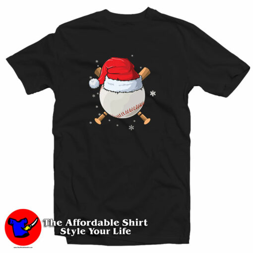 Baseball Lover Santa Christmas Holiday T-Shirt