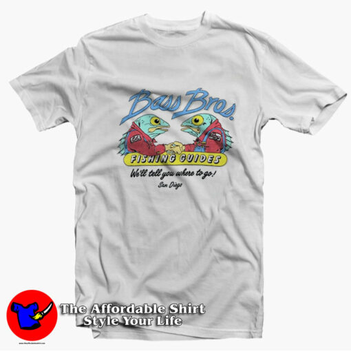 Bass Bros Fishing Guide San Diego California T-Shirt On Sale