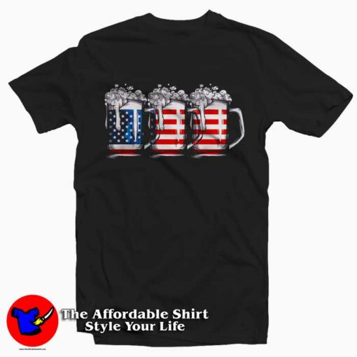 Beer American Flag T-Shirt For Gift Irish Day