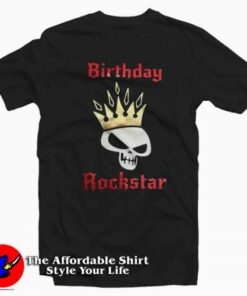 Birtday Rockstar Royal Skull Metallic Graphic T-Shirt On Sale Birtday Rockstar Royal Skull Metallic Graphic T-Shirt On Sale