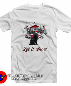 Black Cat Santa Let It Snow Christmas T-Shirt