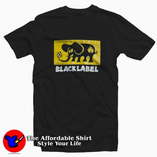 Black Label Elephant Block Graphic T-Shirt Cheap