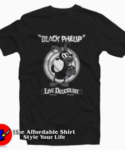 Black Phillip From The Witch Horror Cartoon T-shirt On Sale Black Phillip From The Witch Horror Cartoon T-shirt On Sale