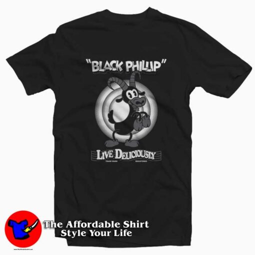 Black Phillip From The Witch Horror Cartoon T-shirt On Sale