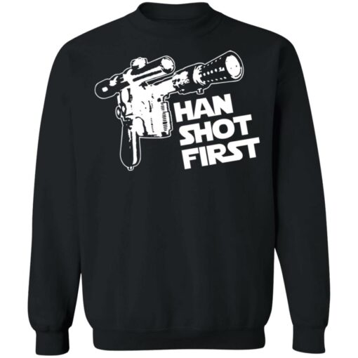 Blaster gun han shot first shirt