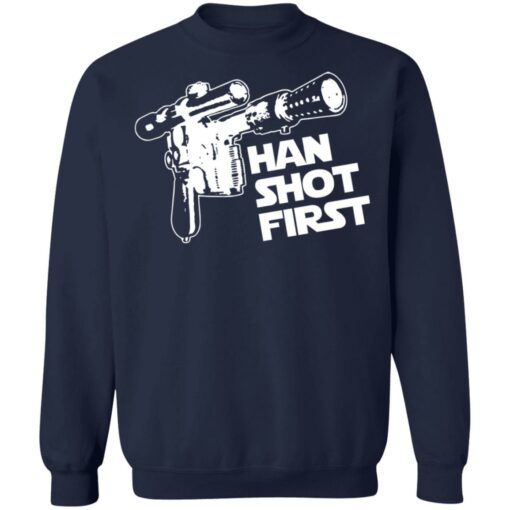 Blaster gun han shot first shirt