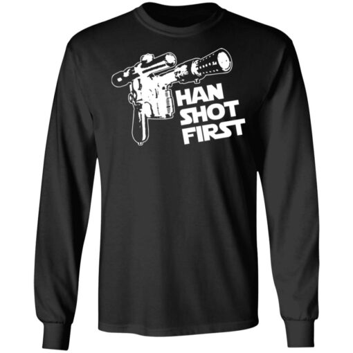 Blaster gun han shot first shirt