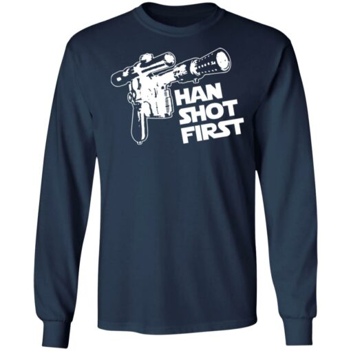 Blaster gun han shot first shirt