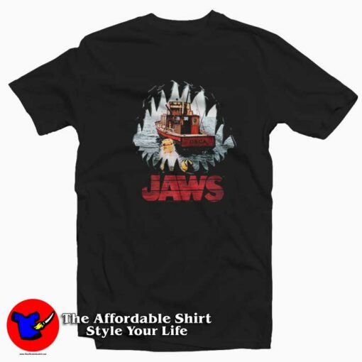 Boat Orca Ship Jaws Shark Teeth Mouth POV T-shirt On Sale