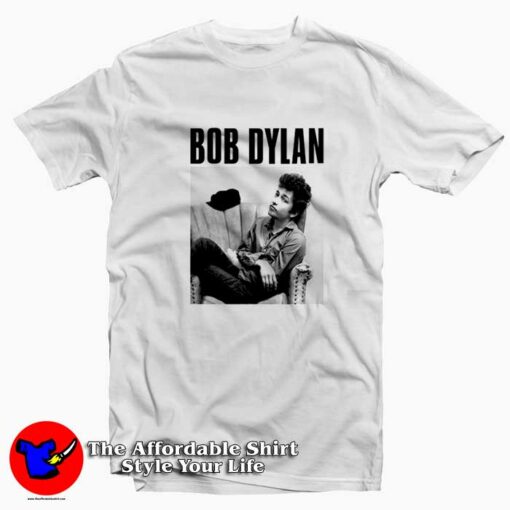 Bob Dylan Sitting In Armchair Portrait T-Shirt On Sale