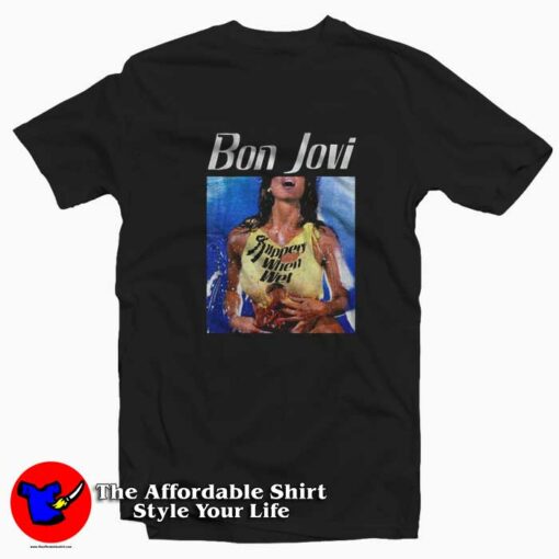 Bon Jovi Slippery When Wet Album Art Vintage T-shirt On Sale