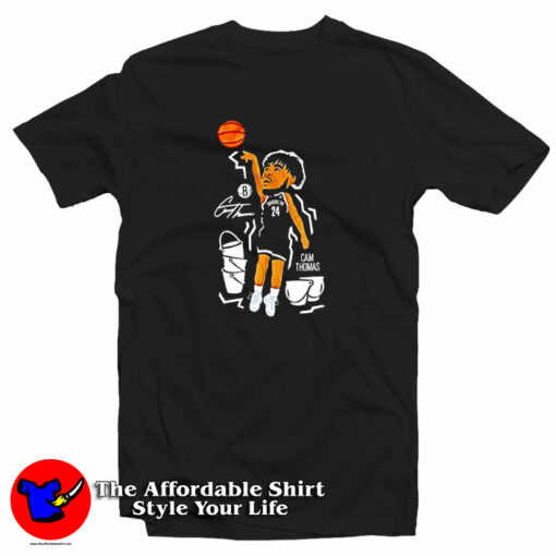 Brooklyn Nets Cam Thomas Cartoon Signature T-Shirt