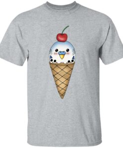 Budgie in ice cream cone shirt