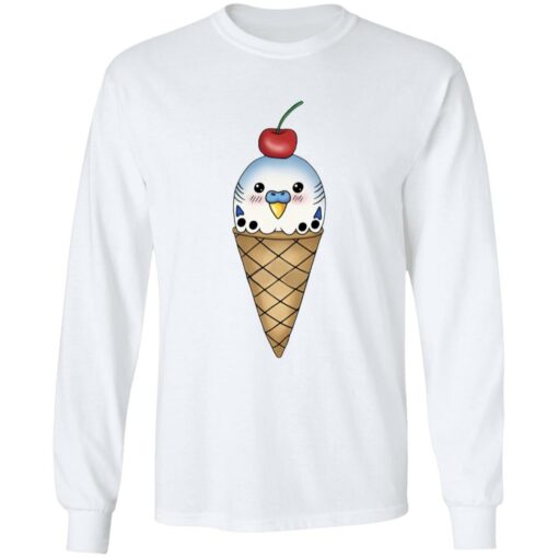 Budgie in ice cream cone shirt