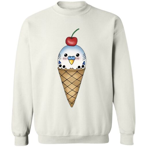 Budgie in ice cream cone shirt