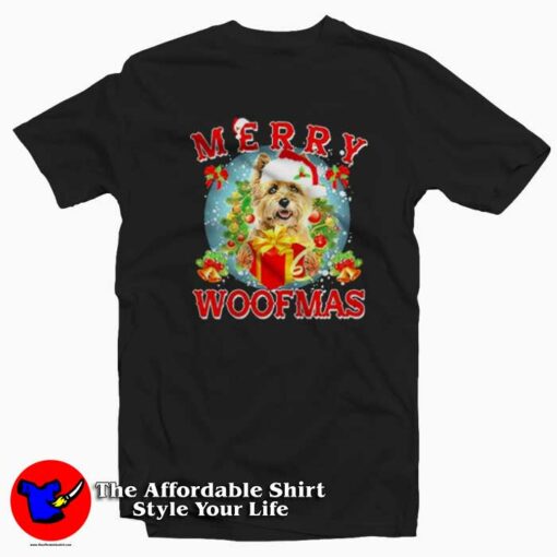 Cairn Terrier Merry Woofmas Christmas T-shirt On Sale