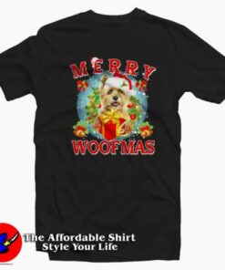 Cairn Terrier Merry Woofmas Christmas T shirt On Sale 2