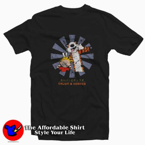 Calvin And Hobbes Retro Japanese Unisex T-shirt On Sale