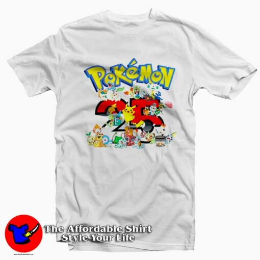 Cartoon Pokemon 25th Anniversary Unisex T-shirt On Sale